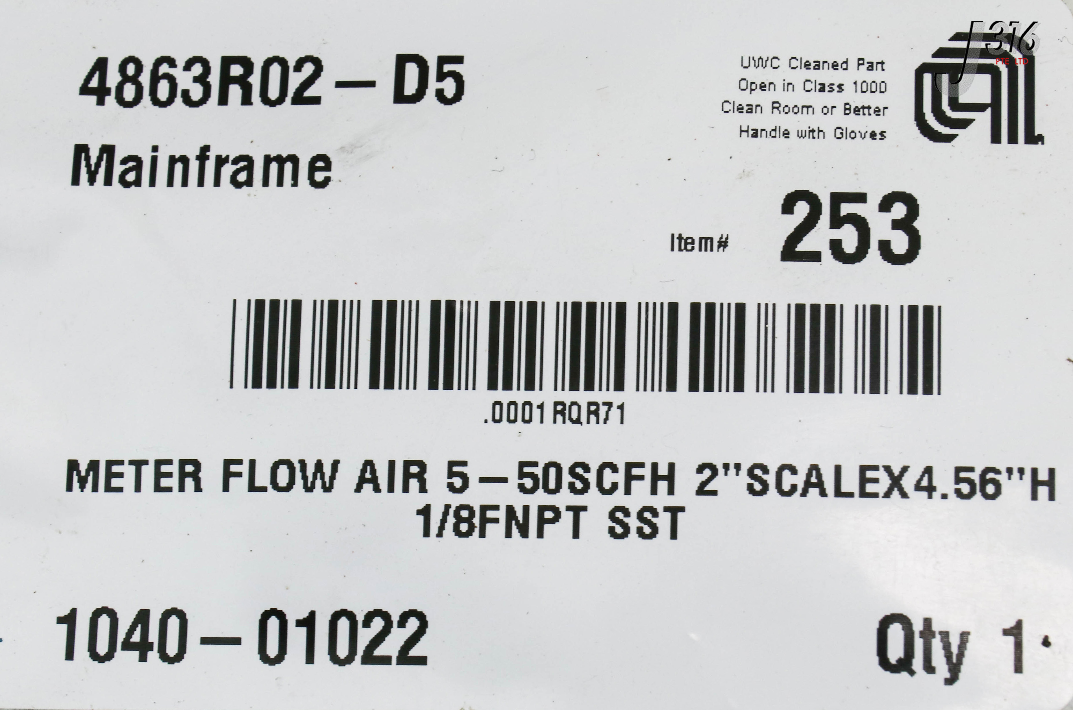 16230 APPLIED MATERIALS METER FLOW AIR 5-50SCFH 2SCALEX4.56H 1
